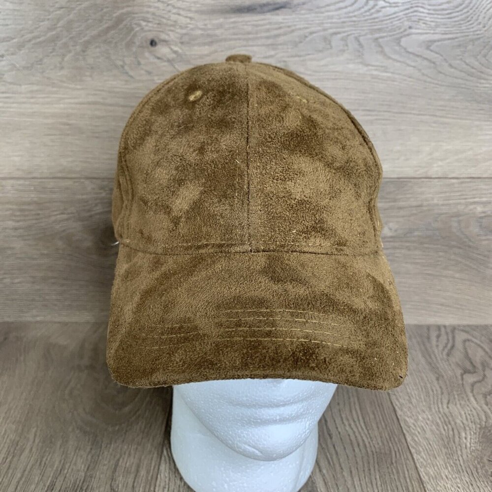 Faux Suede Brown Ball Cap Adj Hook & Loop Closure 100% Polyester Lightweight